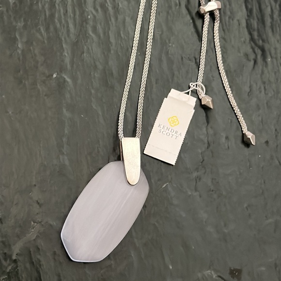 Kendra Scott Matching Inez Pendant Necklace & Aragon Drop Earrings Silver Set - Picture 6 of 10